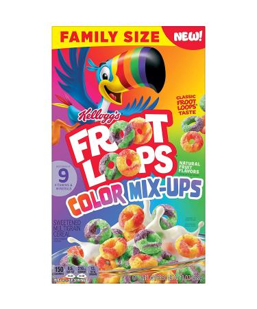 Kellogg's Froot Loops Color Mixups Cereal - 13oz Family Size Box, Fruit Flavored Kids Snacks - Buy Online on SooperMarket.com