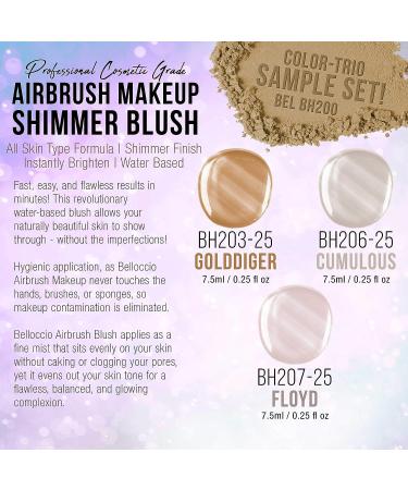 Belloccio Professional Flawless Airbrush Makeup Shimmer Trio Set - 1/4 oz. Bottles (NEW FORMULA) - Buy Online on SooperMarket.com