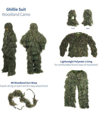 VIVO Ghillie Suit - Adult/Youth Sizes, Dry Grass/Leaf/Woodland Camo, XL/XXL - Woodland Design - Buy Online on SooperMarket.com