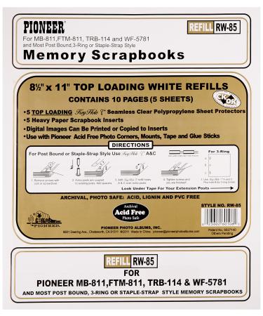 Postbond Top Loading Page Protectors 5/Pkg 8.5X11 (with White Inserts)