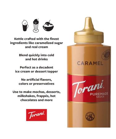 Torani Puremade Caramel Sauce 16.5oz (Pack of 4) - Delicious Caramel Flavor | 66oz Total - Buy Online on SooperMarket.com