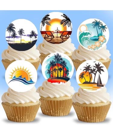 24 x Pre-Cut Travel Holiday 1 Edible Stand up Wafer/Rice Paper Cupcake Cake Toppers Birthday Party Beach Decorations (Summer Style 1) - Buy Online on SooperMarket.com