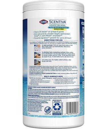 Clorox Scentiva Cleaning Wipes | Pacific Breeze & Coconut Scent | 75 Count - Buy Online on SooperMarket.com