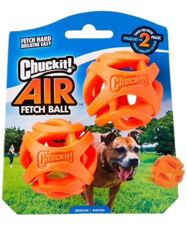 Chuckit! Air Fetch Dog Ball Durable Rubber Dog Toy Launcher Compatible Dog Balls 2 Pack Medium 2 Pack Medium