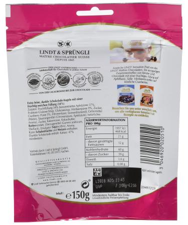Buy Lindt Sensation Fruit Raspberry & Cranberry Pack of 4 (4 x 150g) | International Shipping Available - Buy Online on SooperMarket.com