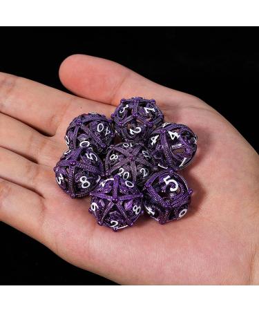 Metal DND Dice Set - Unique Round Hollow Orb Design - Purple Dragon Metal Dice for RPG - Stunning Dungeons and Dragons Set - Buy Online on SooperMarket.com