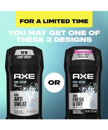 AXE Cool Ocean Men's Antiperspirant Deodorant 2.7 oz 4 Count - 48 Hour Sweat and Odor Protection - Long Lasting Freshness - Stay Dry for 48H - Buy Online on SooperMarket.com