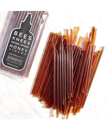 Bees Knees Meyer Lemon Honey Sticks - 50 Wildflower Honey Straws Infused with Citrus | Tea Accessories and Foodie Gifts - Buy Online on SooperMarket.com
