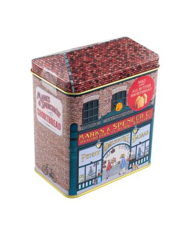 M&S All Butter House-Shaped Shortbread Biscuits in Traditional Victorian Themed Penny Bazaar Shop Tin 230g