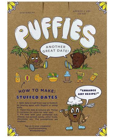 Puffies by Bohemian Dates | Whole Medjool Dates | Soft & Chewy Caramel Flavor | 2 lbs - Buy Online on SooperMarket.com