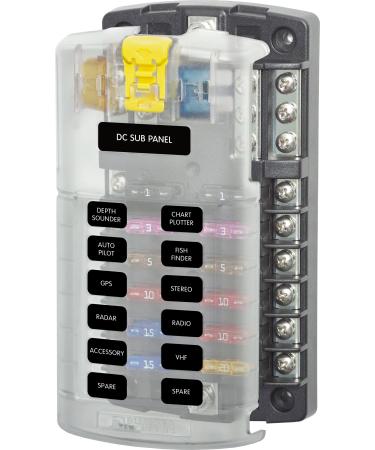 Blue Sea Systems ST Blade ATO/ATC Fuse Blocks 12-circ W/Cover & Neg