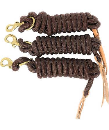 Set of 3 Green 9-Foot Nylon Lead Ropes with Leather Popper - Buy Online on SooperMarket.com