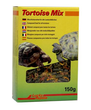 Lucky Repile Tortoise Mix 150g on a plant -based basis with a lot of raw fiber - meadow herb pellets with carrot pieces & calendula flowers - for all land turtles & herbivorous reptiles