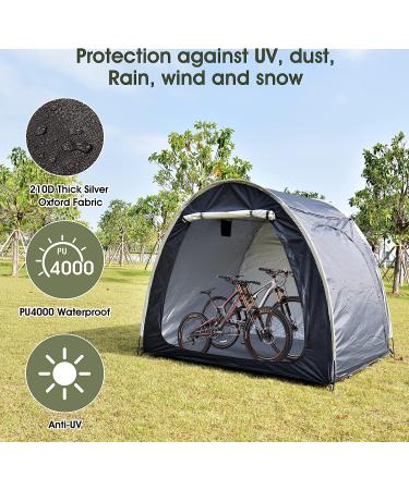 Outdoor Portable Bike Cover Tent for 4 Bikes | Waterproof PU4000 Cloth | Durable 210D Oxford Fabric | Large Dark Grey | Includes Travel Bag - Buy Online on SooperMarket.com