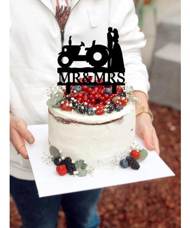 Funny Wedding Cake Topper - Groom and Bride Kissing Beside The Tractor - Farmer Wedding Cake Topper Southern Style Wedding Cake Topper (Tractor) - Buy Online on SooperMarket.com