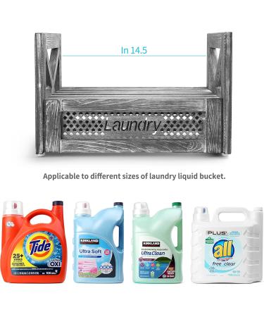 Rustic Grey Wooden Laundry Detergent Holder | Space-Saving Farmhouse Organizer with Easy-Clean Drip Tray for Modern Home Decor - Buy Online on SooperMarket.com
