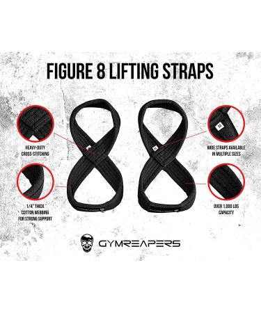 Figure 8 Lifting Straps for Deadlift, Powerlifting & Cross Training - Strong Weightlifting Wrist Straps for Men & Women (Medium, Black) - Buy Online on SooperMarket.com