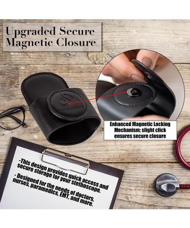 Stethoscope Holder Hip Clip with Secure Magnetic Closure - Fits All Brands, Includes Replacement Ear Tips (Black) - Buy Online on SooperMarket.com