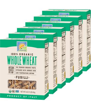 Bionaturae Fusilli Whole Wheat Pasta | Whole Wheat Fusilli Pasta | Non-GMO | Kosher | USDA Certified Organic | Made in Italy | 16 oz (6 Pack)