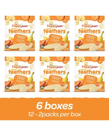 Happy Family Organics Organic Teethers Gentle Teething Wafers Sitting Baby Sweet Potato & Banana 12 Count 0.14 oz (4 g) Each - Pack of 6 - Buy Online on SooperMarket.com