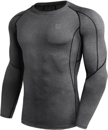 NELEUS Men's 3 Pack Dry Fit Long Sleeve Compression Shirts - Black/Red Stripe, Grey, White 3 Pack - Large 5030 - Workout Running Shirts - Buy Online on SooperMarket.com