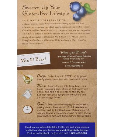 Sticky Fingers Bakeries Gluten Free Scone Mix Wild Blueberry 14oz - Pack of 3 - Buy Online on SooperMarket.com