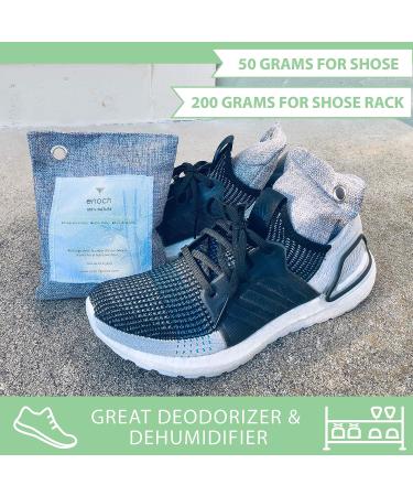 Enoch Bamboo Charcoal Air Purifying Bags (4 Packs) - Natural Odor Eliminator & Moisture Absorber for Homes, Cars, Shoes, Fridges, Closets - 4x200g - Buy Online on SooperMarket.com