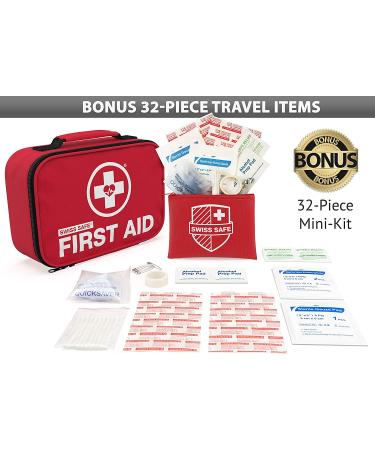 Swiss Safe 2-in-1 First Aid Kit (120 Piece) + Bonus 32-Piece Mini Kit - Compact & Lightweight for Emergencies at Home, Outdoors, Car, Camping, Workplace, Hiking & Survival - Buy Online on SooperMarket.com