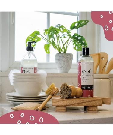 Miniml Eco Washing Up Liquid 3 x 500ml - Rhubarb Scented Non Bio & Skin Sensitive Friendly Dish Wash Cleaner that's Plant Based Vegan & Cruelty Free - Natural Cleaning Products (150 Washes) - Buy Online on SooperMarket.com