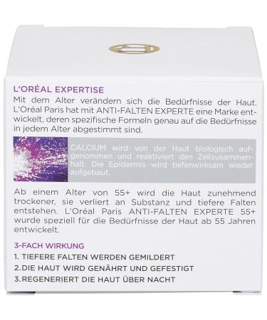 L'Or al Paris Night Care - Anti-Aging Moisturizing Cream with Calcium for Wrinkles - Expert 55+ | 2 Pack (50 ml each) - International Shipping Available - Buy Online on SooperMarket.com