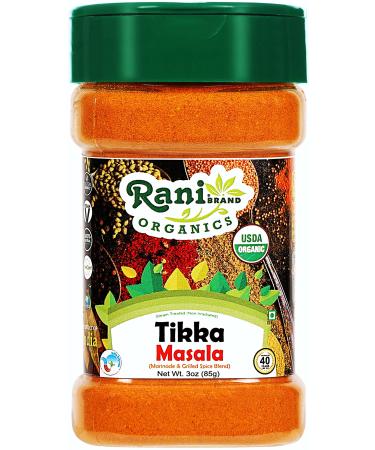 Rani Organic Tikka Masala (Marinade & Grilled Spice Blend) 6-Spice Indian Blend 3oz (85g) PET Jar  All Natural | Vegan | Gluten Friendly | NON-GMO | Indian Origin | USDA Certified Organic 3 Ounce (Pack of 1)
