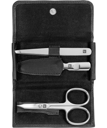Twin manicure set 3-part with cowhide case professional care for hands and feet black 3-part including nail scissors single