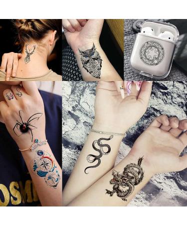 VANTATY 54 Sheets Large Watercolor Temporary Tattoos - Tribal Wolf Lion Tiger Owl Flower Designs for Men and Women - Long Lasting Fake Tattoos for Thigh, Arm, and Chest - Buy Online on SooperMarket.com