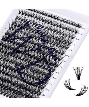 Individual Lashes 300PCS Cluster Lashes Extension CC Curl 40D 0.07mm 8-16mm Mixed Lash Clusters Wide Stem Individual Eyelashes Clusters DIY Eyelashes Extensions at Home(Cluster-40D-0.07-CC-MIX8-16) RR-8-16mm Cluster Lashes-40D-0.07-CC