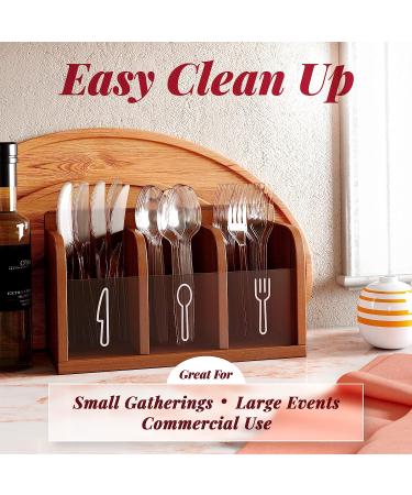 300 ct Disposable Plastic Silverware Set | Clear Cutlery Utensils | 100 Forks, 100 Spoons, 100 Knives | Heavy Duty Bulk Flatware - Ideal for Parties & Events - Buy Online on SooperMarket.com