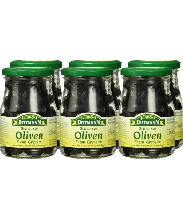 Feinkost Dittmann Black Olives - Greek Style Dry Pickled 6 x 230g | Premium Quality International Shipping - Buy Online on SooperMarket.com