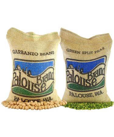 Chickpeas  Green Split Peas  100% Desiccant Free  10 lbs  Non-GMO Project Verified  100% Non-Irradiated  Kosher  USA Grown  Field Traced  Burlap Bag  (5 Pound, Pack of 2)