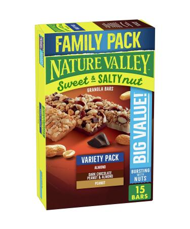 Nature Valley Sweet and Salty Nut Variety Pack Peanut Almond and Dark Chocolate Peanut and Almond Granola Bars 15 ct