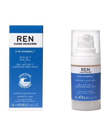 REN Clean Skincare Vita Mineral Active 7 Radiant Eye Gel - Cooling  Firming and Hydrating Gel for Undereyes  Dark Circles - Cruelty Free and Vegan  0.5 fl oz