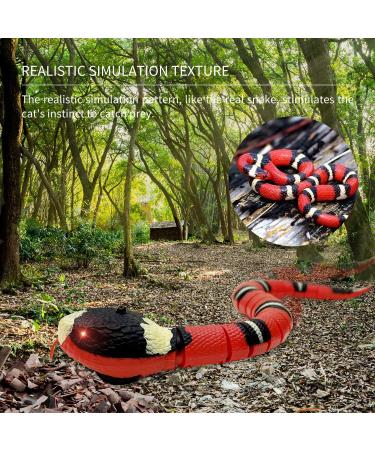 Smart Sensing Snake Cat Toy | Rechargeable & Realistic S-Shaped Moving Toy for Cats | Escape obstacles, Electro-Sensing Technology | Red - Buy Online on SooperMarket.com