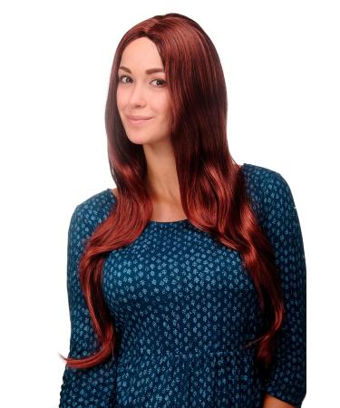WIG ME UP - Wig brown red-brown mahogany-medium brown mix straight very long strict parting hair replacement 80 cm 3217-3003