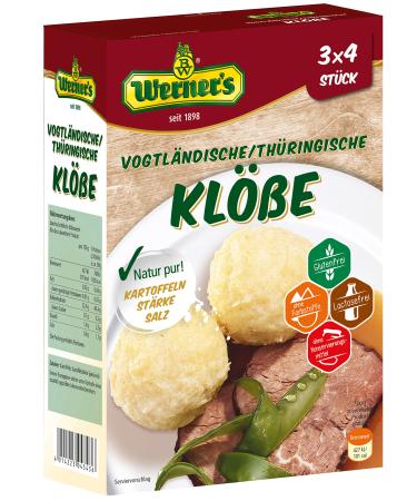 Werner's Vogtl ndische/Thuringian dumplings 3x4 dumplings 6 packs per cardboard gluten -free lactose -free without dyes for self -shaped