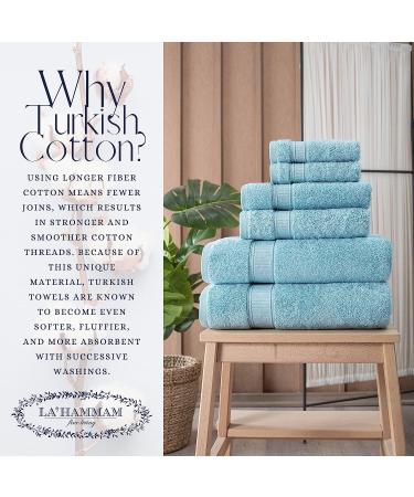 La Hammam Fine Living 6-Piece Cotton Towel Set - Soft & Absorbent Towels for Bathroom, Kitchen, Hotel, Gym & Spa - Aqua - Buy Online on SooperMarket.com