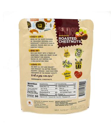 Organic Roasted Chestnut Pouches from Ardeche - Pack of 12, 3.5 oz - Ready-to-Eat Whole Chestnuts from France - Buy Online on SooperMarket.com