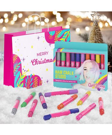 GirlZone Hair Chalk Set - 10 Piece Temporary Hair Color for Girls Ages 8-12 | Birthday Gift for 7-11 Year Olds - Buy Online on SooperMarket.com