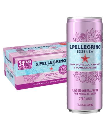 S.Pellegrino Essenza Dark Morello Cherry & Pomegranate Flavored Mineral Water, 11.15 Fl Oz Can (24 Pack)