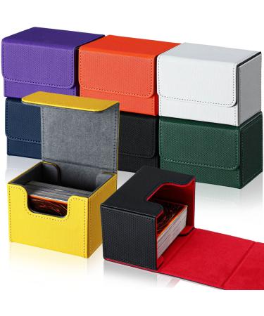 Vicenpal 8 Pack Card Deck Case Bulk Sleeved Leather Boxes Magnetic Game Box with Sleeves for 100 Plus Playing Cards Commander Compatible MTG/ TCG Horizontal Colors Orange Blue White Green Horizontal Style