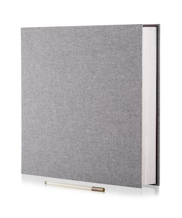 Photo Album Self Adhesive 3x5 4x6 5x7 6x8 8x10 8.5x11 11x10.6 Magnetic Scrapbook Length 11x10.6 Inch 40 Pages Linen Cover DIY Photo Album with A Metallic Pen and DIY Accessories(Gray) 11x10.840Pages Grey
