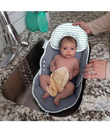 Summer Pure Support In-Sink Bather - Compression-Molded Foam Baby Bath Cushion for Newborns - Adjustable and Anti-Slip Grips - Teal Waves - Buy Online on SooperMarket.com