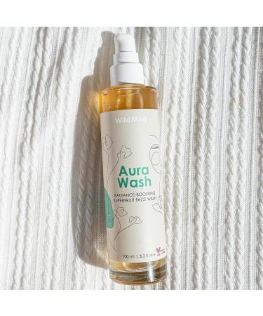 WildMint Aura Wash Natural Face Cleanser | Brightening & Healing Gentle Face Wash for Acne Hormonal Breakouts Dark Spots Hyperpigmentation Oily Skin | UK Made Vegan & Cruelty-Free Skincare | 100ml - Buy Online on SooperMarket.com